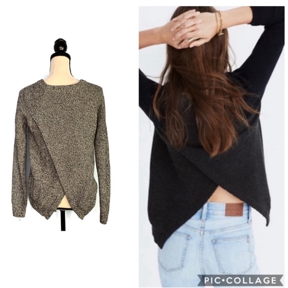 🌺 2/$20 Madewell Black Marled Province Cross Back Sweater - Picture 1 of 8